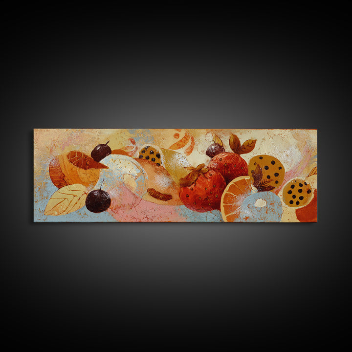 Abstract Appetite Friendly Red and Orange Shapes Framed Canvas Print, Restaurant Art, Kitchen Art, Restaurant Decor, Bistro, RES-3x1-9