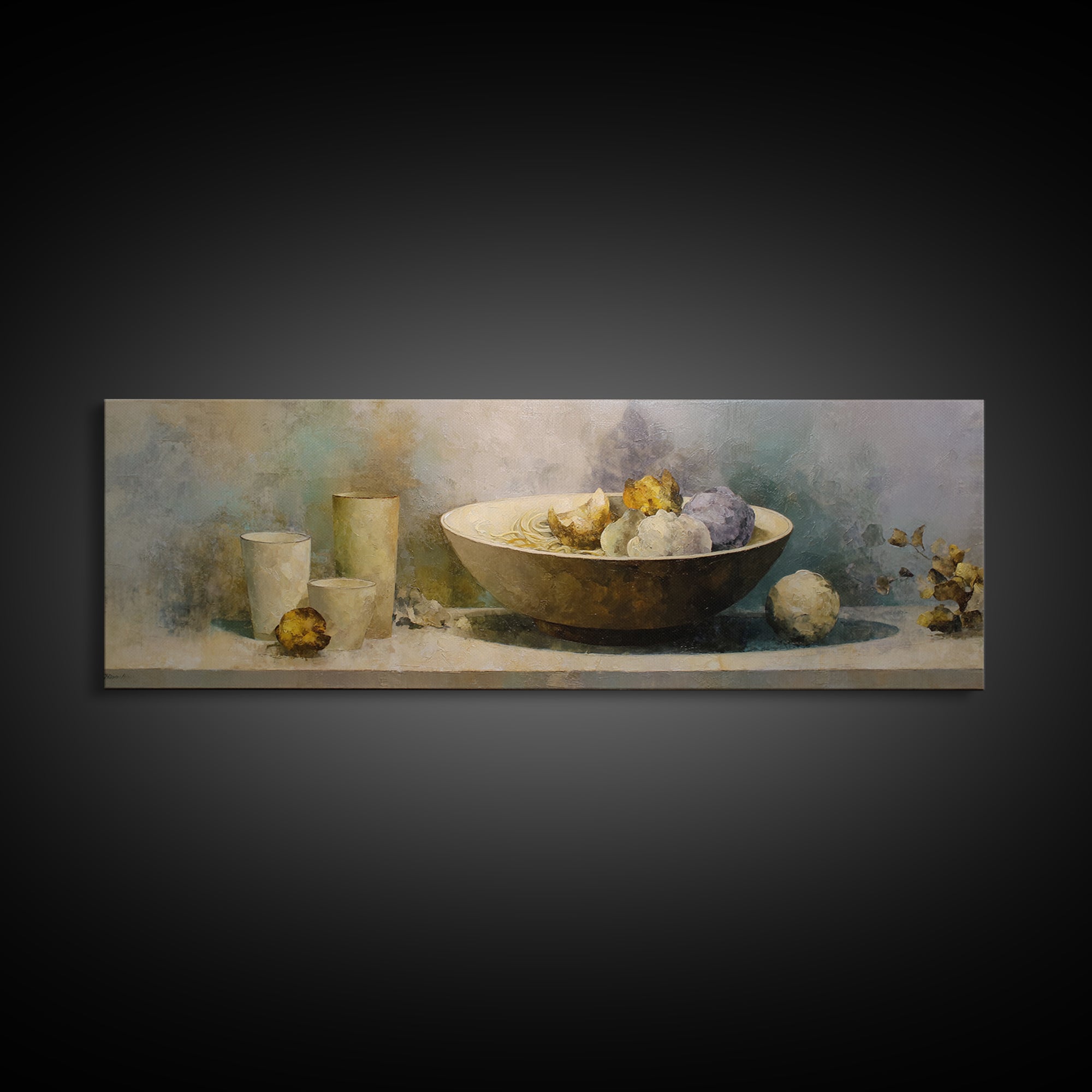 Seafood Lobster and Shell Arrangement Canvas Print, Restaurant Art, Textured Painting, Restaurant Decor, Fine Art, Bistro, RES-3x1-96