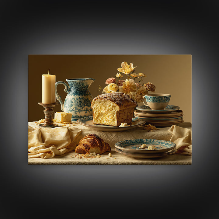 Elegant Table Objects Framed Canvas Print, Restaurant Art, Wall Art, Restaurant Decor, Watercolor Art, Bistro, Digital Print, RES-3x2-100