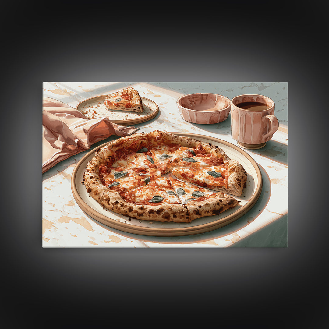 Pizzeria Tomato Basil and Mozzarella Still Life Framed Canvas Print, Restaurant Art, Digital Print, Restaurant Decor, Bistro, RES-3x2-14