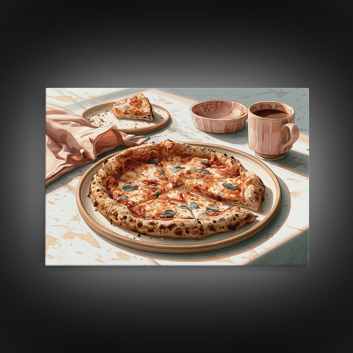 Pizzeria Tomato Basil and Mozzarella Still Life Framed Canvas Print, Restaurant Art, Digital Print, Restaurant Decor, Bistro, RES-3x2-14