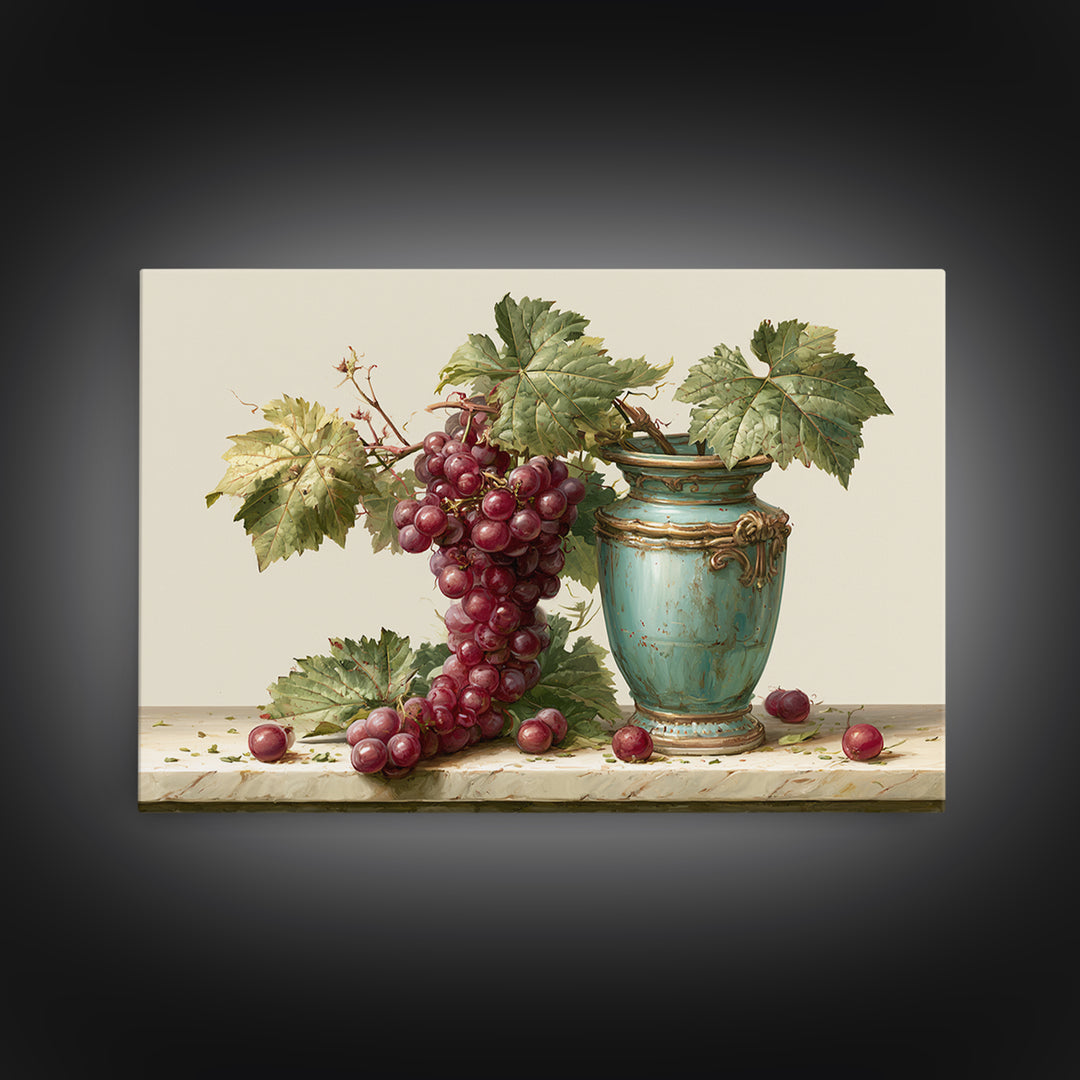 Wine Grapevine Botanical Study Framed Canvas Print, Restaurant Art, Statement Artwork, Restaurant Decor, Fine Art, Bistro, RES-3x2-19