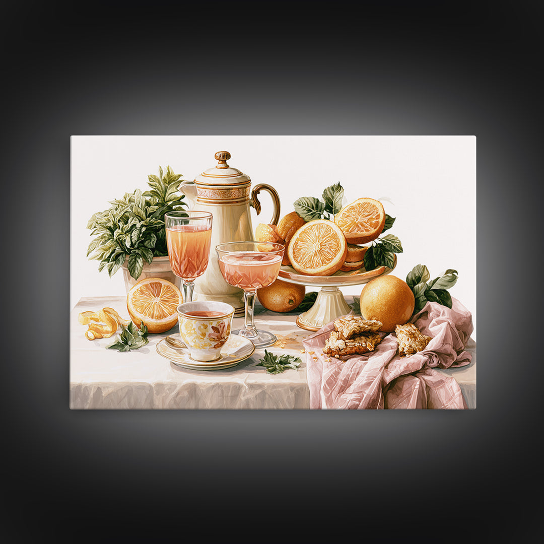 Cocktail and Citrus Bar Composition Framed Canvas Print, Restaurant Art, Contemporary Art, Restaurant Decor, Fine Art, Bistro, RES-3x2-39