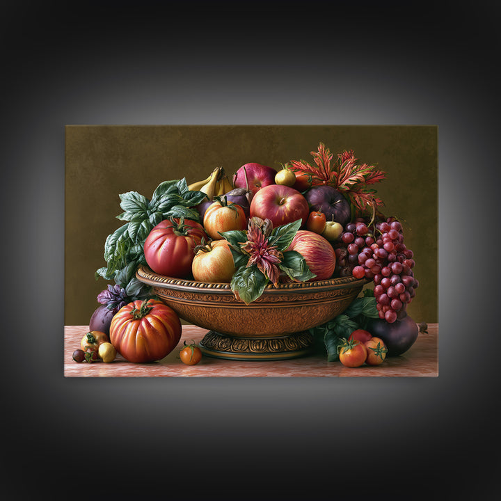 Classic Fruit Bowl Canvas Print, Restaurant Art, Room Decor, Restaurant Decor, Fine Art, Bistro, Framed Wall Art, RES-3x2-56