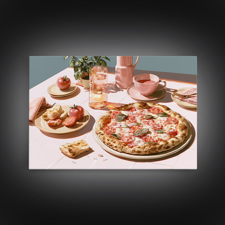 Pizzeria Tomato Basil and Mozzarella Still Life Canvas Print, Restaurant Art, Kitchen Wall Decor, Restaurant Decor, Bistro, RES-3x2-86