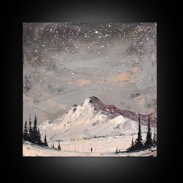 Retro Ski Poster Mountain Scene Framed Canvas Print, Retro Art, Wall Art Print, Living Room Decor, Fine Art, Retro, Boho Decor, RET-1x1-24