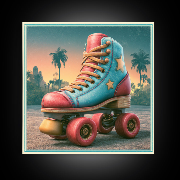 Retro Roller Skate Framed Canvas Print, Retro Art, Living Room Decor, Retro, Gallery Decor, Neutral Decor, Modern Decor, RET-1x1-52