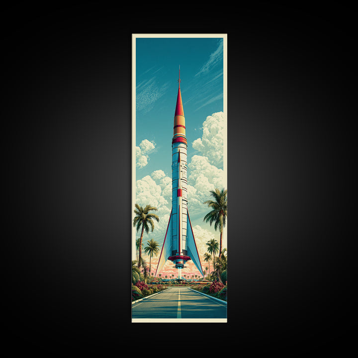 Space Age Rocket Poster Scene Canvas Print, Retro Art, Wall Art Prints, Living Room Decor, Fine Art, Retro, Whimsical Decor, RET-1x3-43