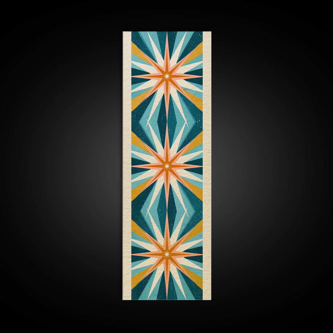 Atomic Starburst Pattern Framed Canvas Print, Retro Art, Dopamine Decor, Living Room Decor, Fine Art, Retro, Fine Art Print, RET-1x3-75