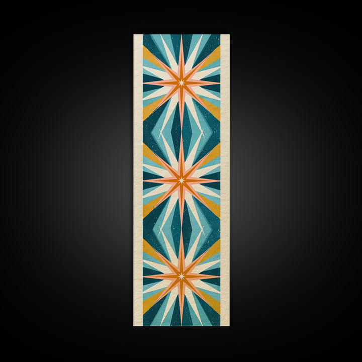 Atomic Starburst Pattern Framed Canvas Print, Retro Art, Dopamine Decor, Living Room Decor, Fine Art, Retro, Fine Art Print, RET-1x3-75