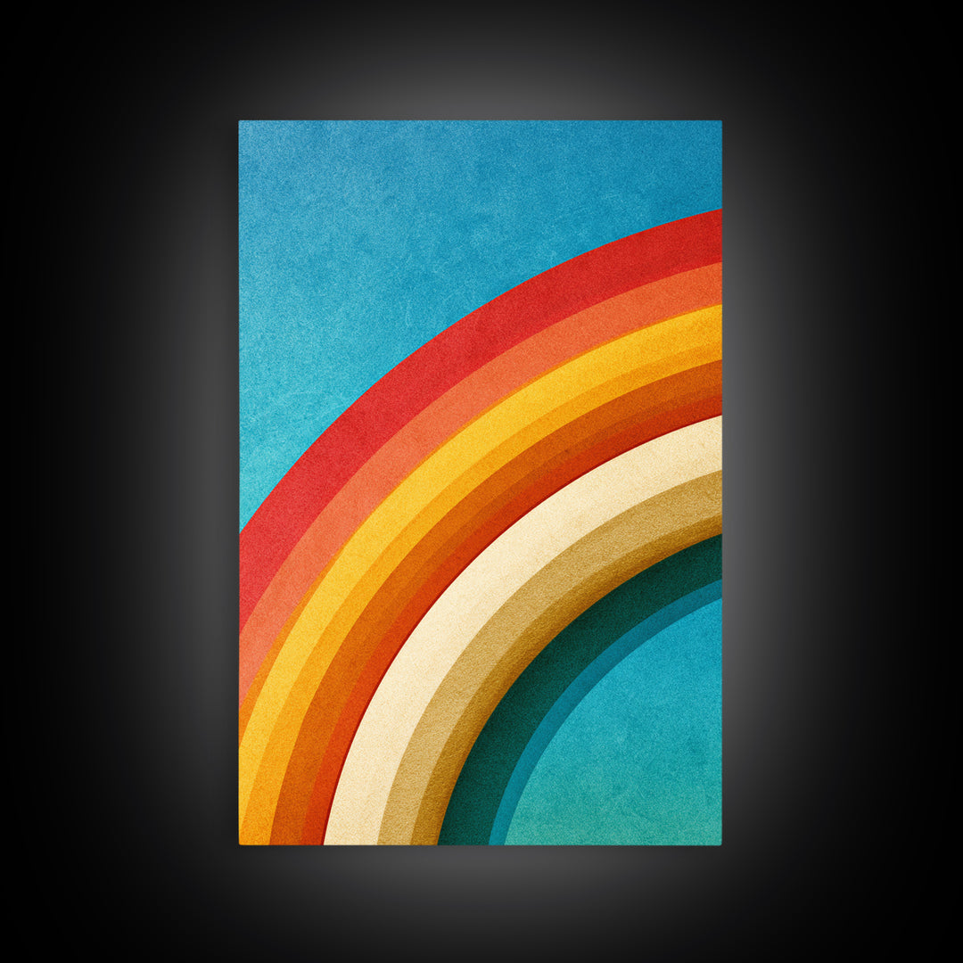 70s Rainbow Arch Abstract Canvas Print, Retro Art, Print, Living Room Decor, Abstract Art, Retro, Abstract Wall Art, RET-2x3-49