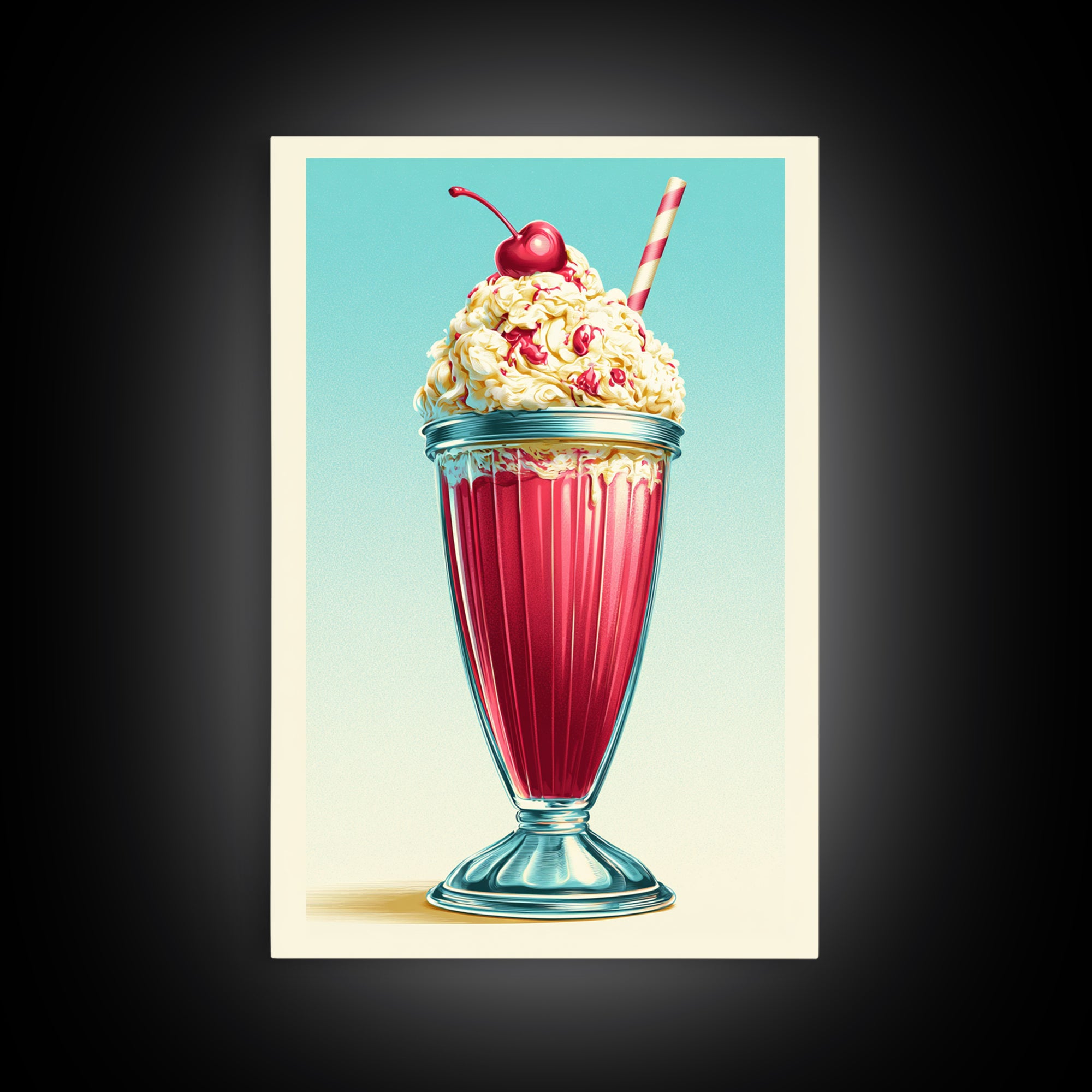 1950s Diner Milkshake Canvas Print, Retro Art, Poster, Living Room Decor, Fine Art, Retro, Abstract Art, Apartment Decor, RET-2x3-9