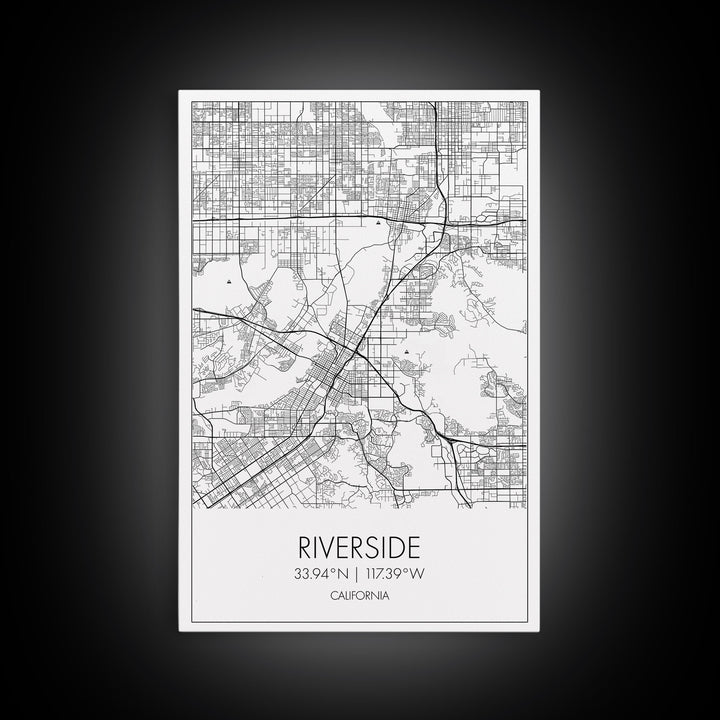 Riverside Street Map, California Map, City Map Art, Minimalist Art, Wall Art, Canvas Print, Unique Wall Décor, Boyfriend Gift, Travel Art