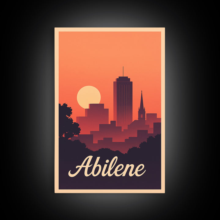 Abilene Texas Travel Poster, Canvas Print, Classic Travel Poster Art, Abilene City Art, Modern Wall Decor, Travel Art Print, Art Print