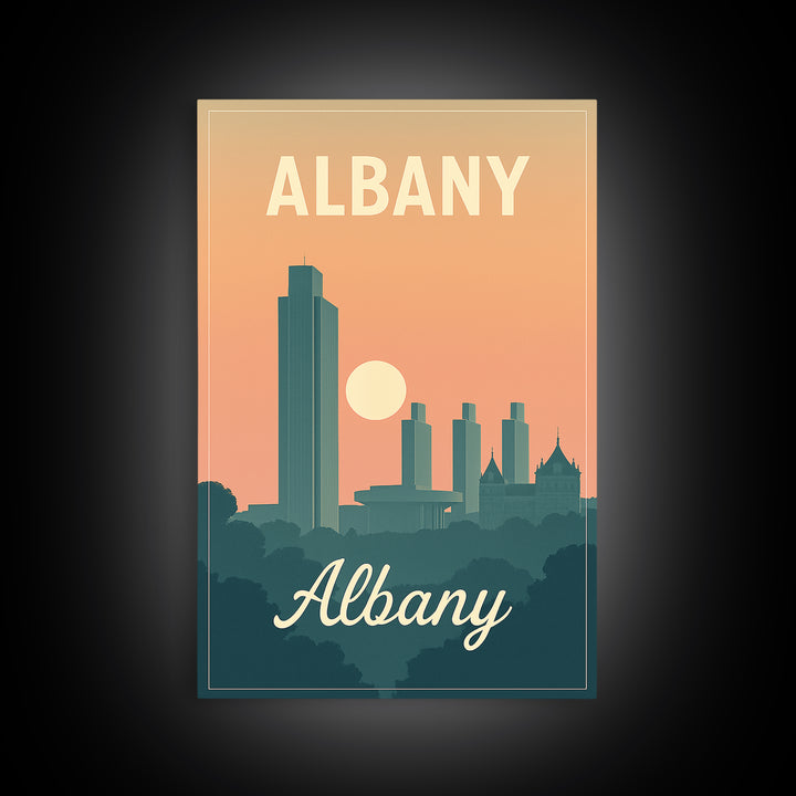 Albany New York Travel Poster, Canvas Print, Mid Century City Wall Art, Albany Travel Art, Poster Art, Vintage City Art, Retro Travel Print