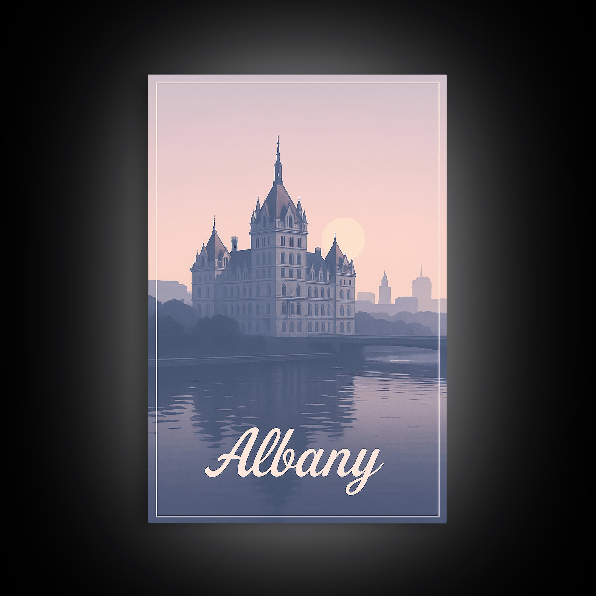 Albany Travel Poster, Framed Canvas Print, Classic Travel Poster Art, Albany Travel Art, Gift For Travelers, Wanderlust Decor, Wall Art