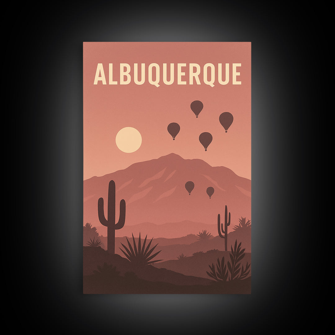 Albuquerque New Mexico Travel Poster, Canvas Print, Retro Sunset Skyline Art, Albuquerque Art Print, City Art Print, Modern Wall Decor