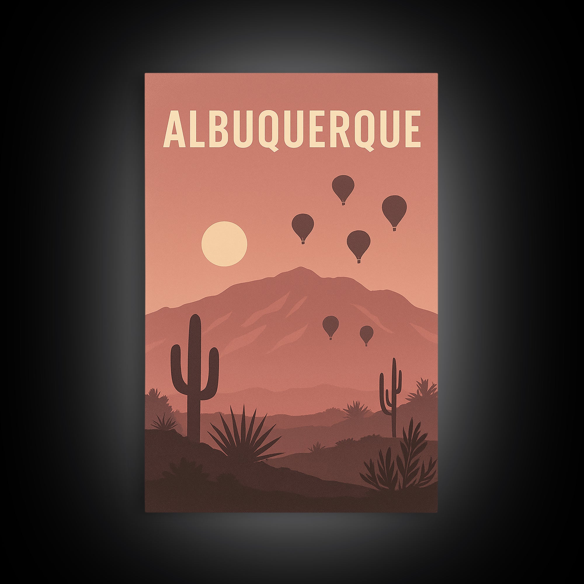 Albuquerque New Mexico Travel Poster, Canvas Print, Retro Sunset Skyline Art, Albuquerque Art Print, City Art Print, Modern Wall Decor