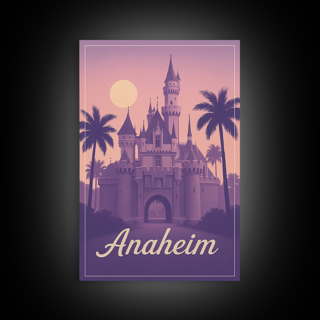 Anaheim Travel Poster, Framed Canvas Print, Mid Century City Wall Art, Anaheim Travel Art, Living Room Wall Art, Vintage City Art