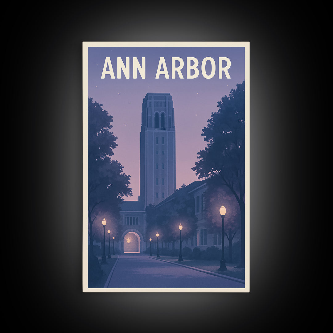 Ann Arbor Michigan Travel Poster, Canvas Print, Mid Century City Wall Art, Ann Arbor City Art, City Travel Prints, Eclectic Wall Decor