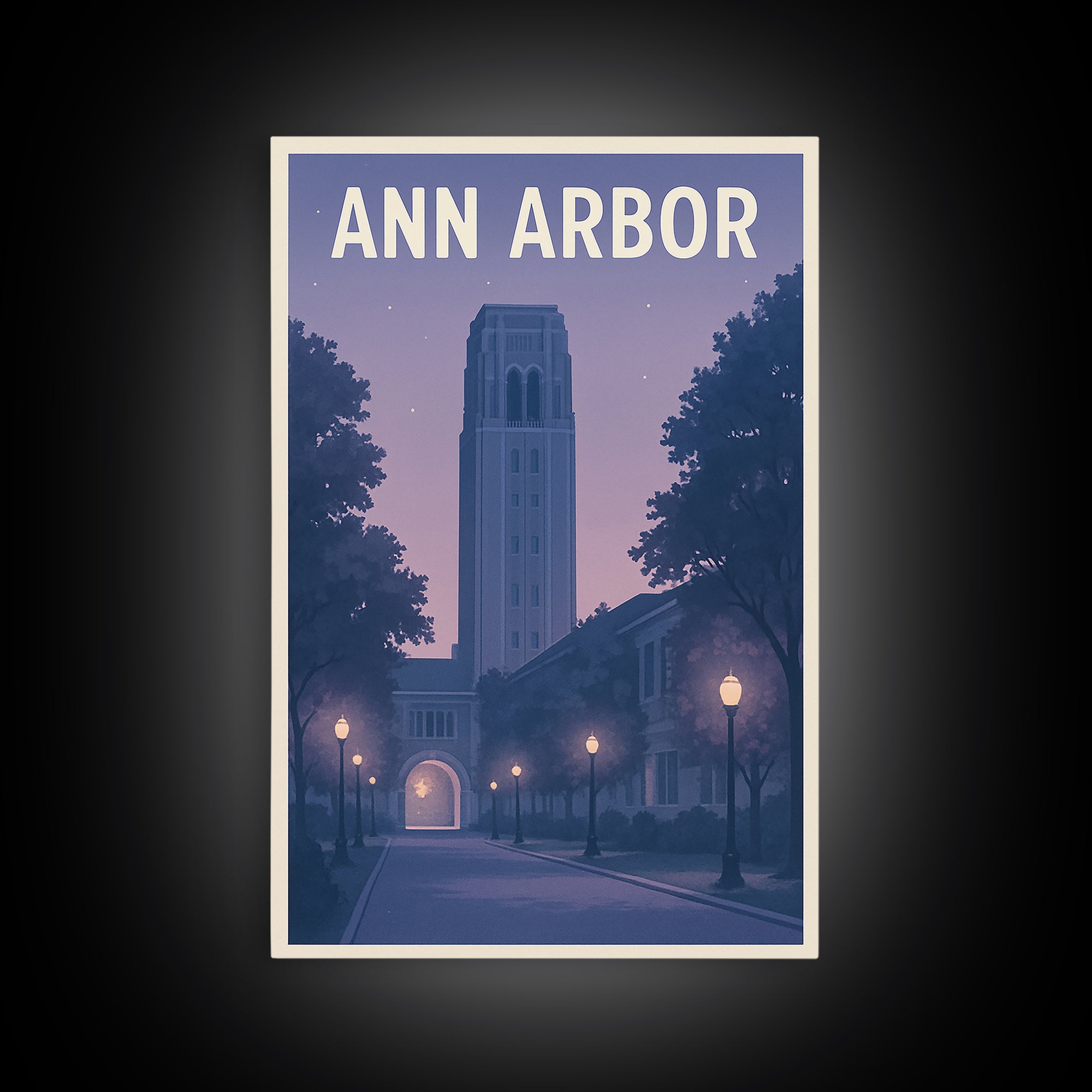 Ann Arbor Michigan Travel Poster, Canvas Print, Mid Century City Wall Art, Ann Arbor City Art, City Travel Prints, Eclectic Wall Decor