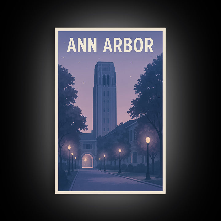 Ann Arbor Michigan Travel Poster, Canvas Print, Mid Century City Wall Art, Ann Arbor City Art, City Travel Prints, Eclectic Wall Decor