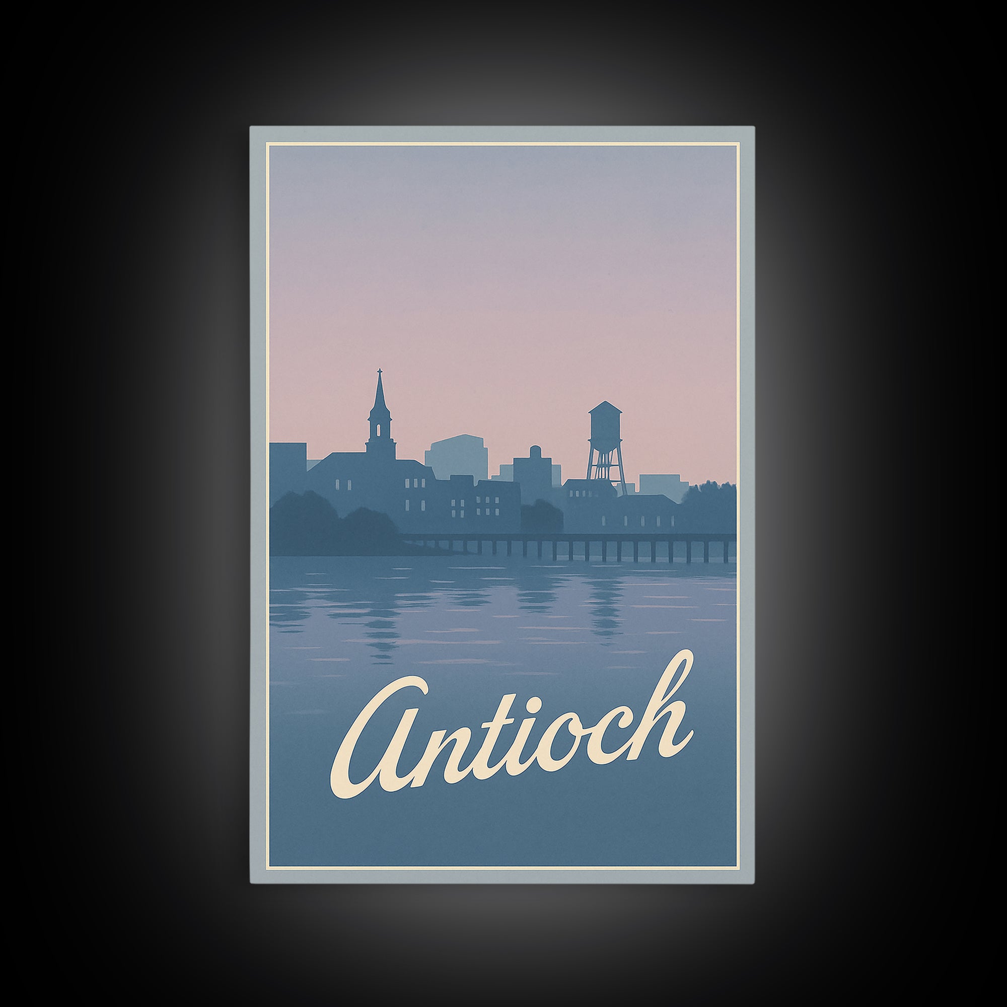 Antioch Travel Poster, Framed Canvas Print, Classic Travel Poster Art, Antioch Travel Art, Watercolor Skyline Art, Travel Poster Set