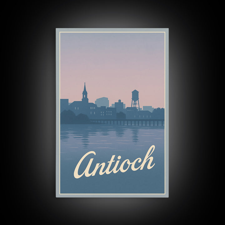 Antioch Travel Poster, Framed Canvas Print, Classic Travel Poster Art, Antioch Travel Art, Watercolor Skyline Art, Travel Poster Set