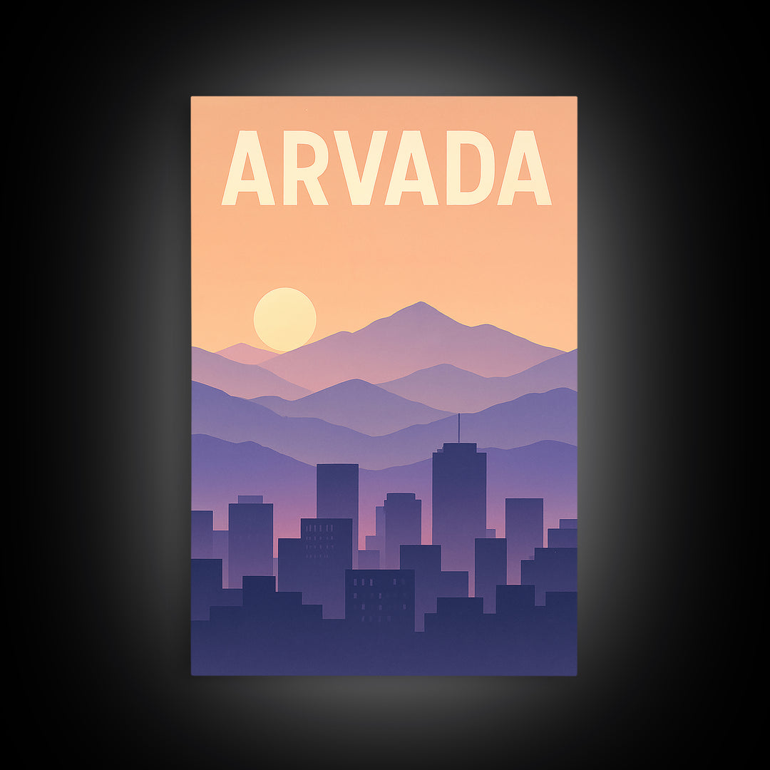 Arvada Colorado Travel Poster, Canvas Print, Classic Travel Poster Art, Arvada Wall Art, Wall Decor, City Illustration, Travel Poster Set