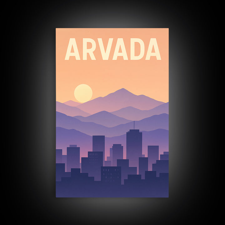 Arvada Colorado Travel Poster, Canvas Print, Classic Travel Poster Art, Arvada Wall Art, Wall Decor, City Illustration, Travel Poster Set