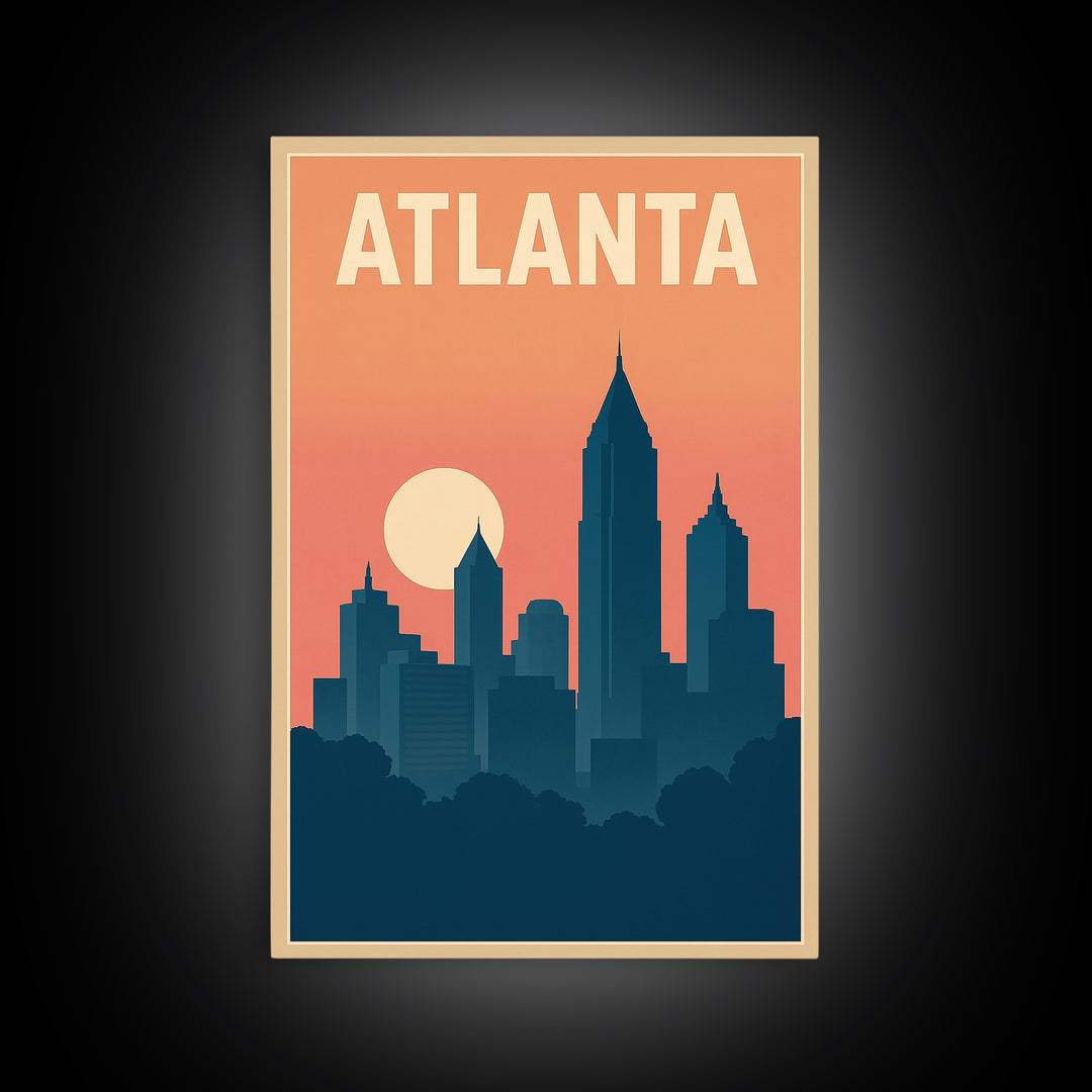 Atlanta Travel Poster, Canvas Print, Classic Travel Poster Art, Atlanta Poster Print, Travel Wall Decor, Travel Poster Art, Fine Art Print