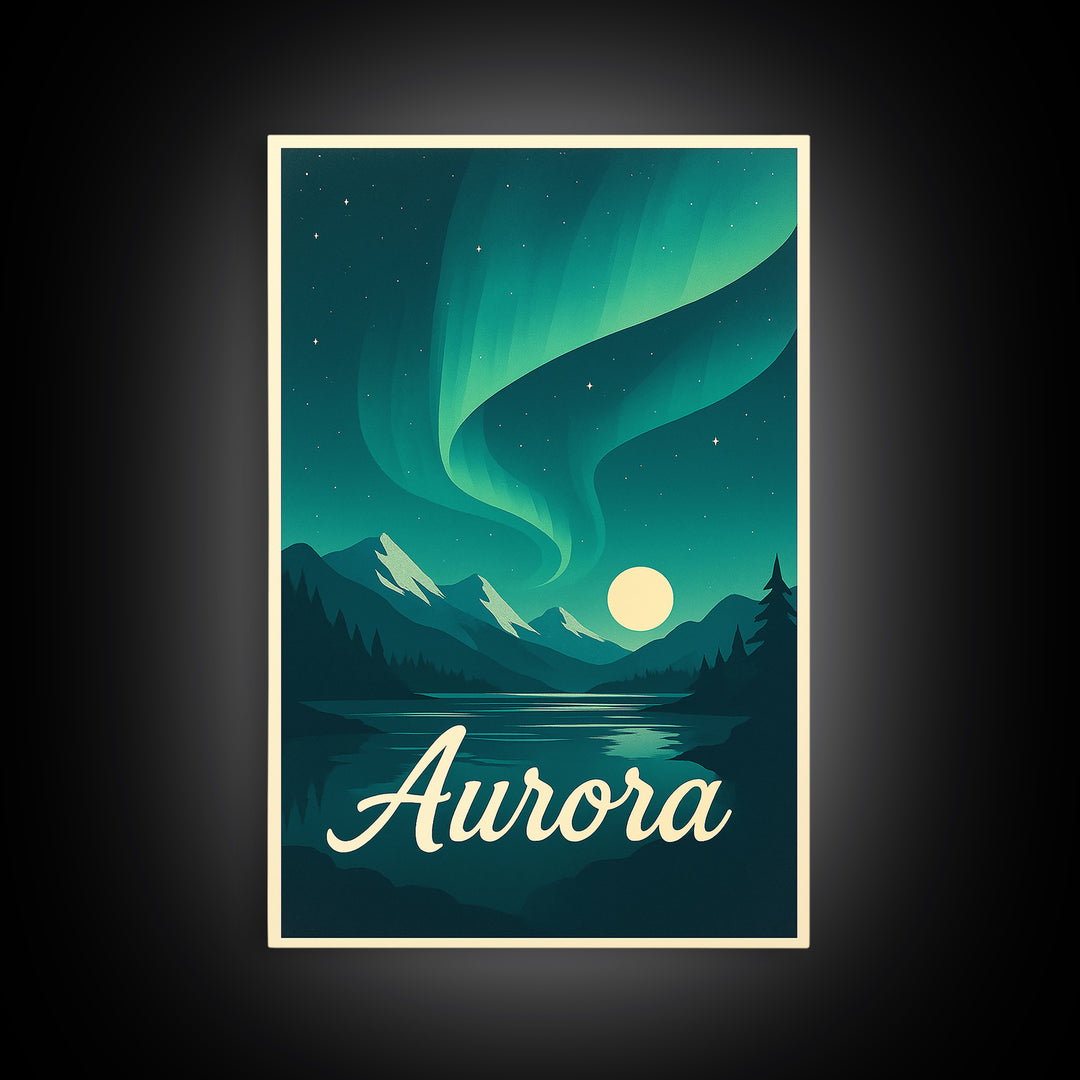 Aurora Colorado Travel Poster, Canvas Print, Retro Sunset Skyline Art, Aurora Poster Print, Eclectic Wall Decor, Fine Art Print, Wall Art
