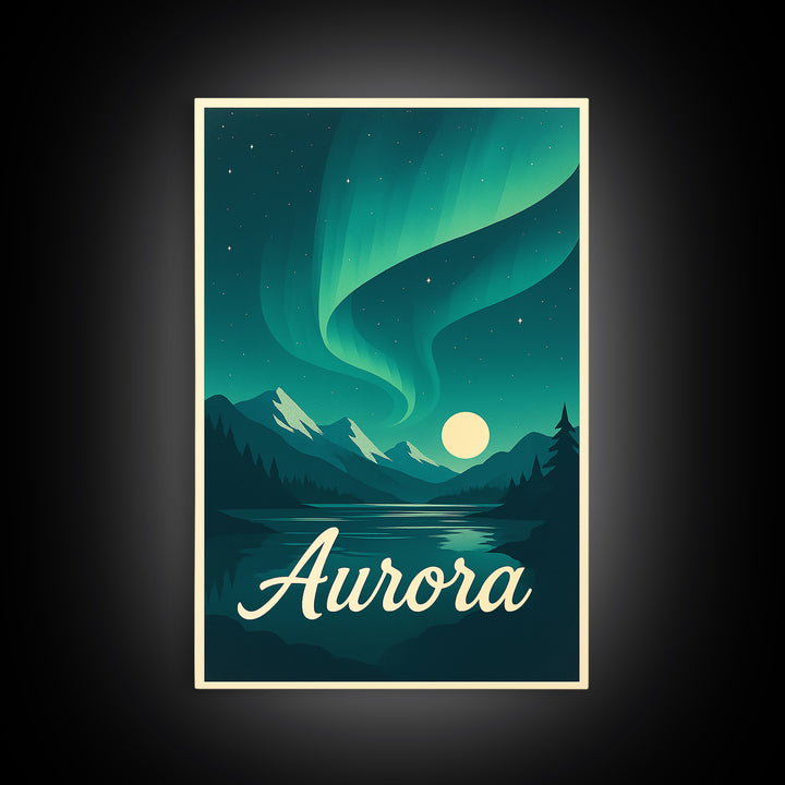 Aurora Colorado Travel Poster, Canvas Print, Retro Sunset Skyline Art, Aurora Poster Print, Eclectic Wall Decor, Fine Art Print, Wall Art