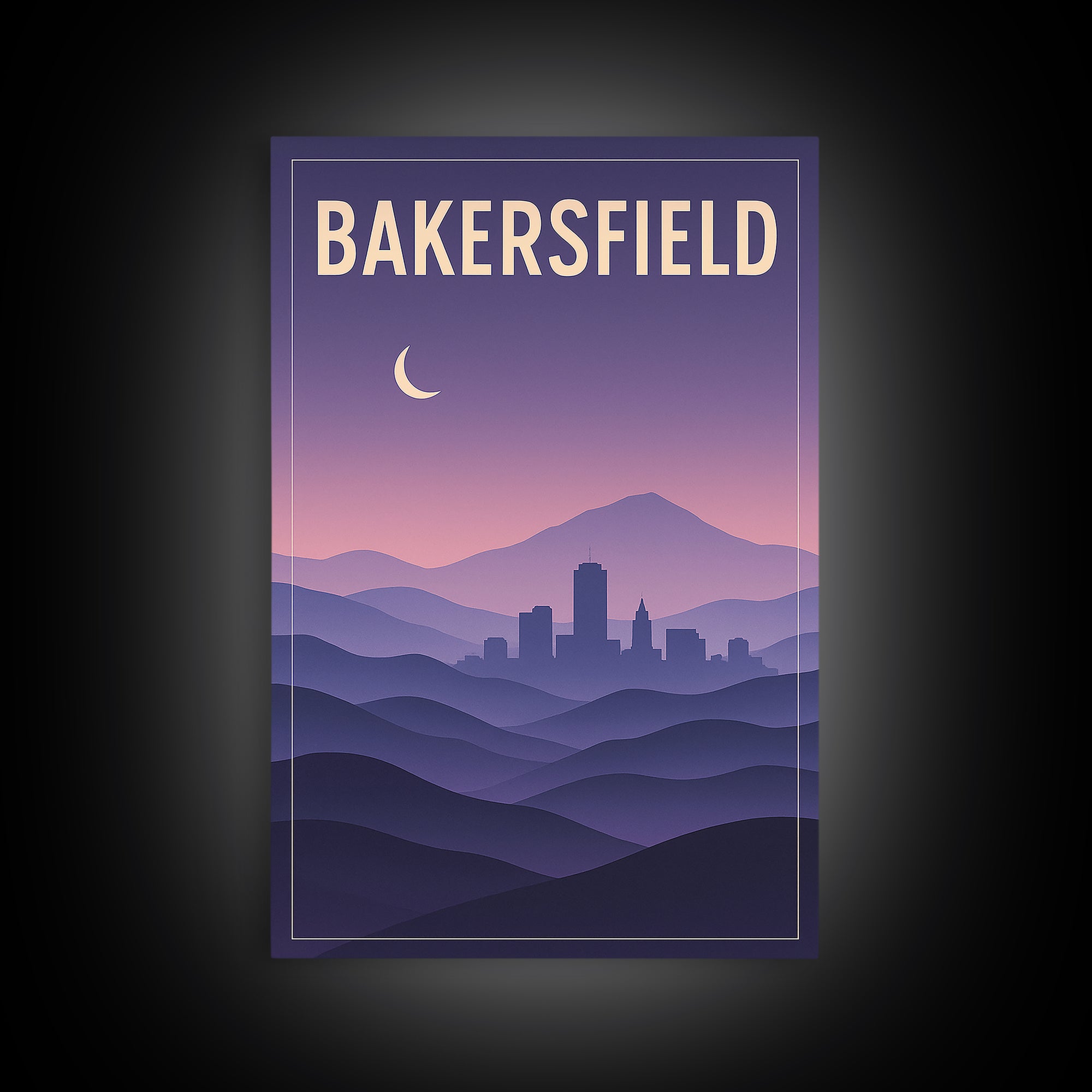 Bakersfield California Travel Poster, Canvas Print, Mid Century City Wall Art, Bakersfield City Art, Art Print, Travel Art Print