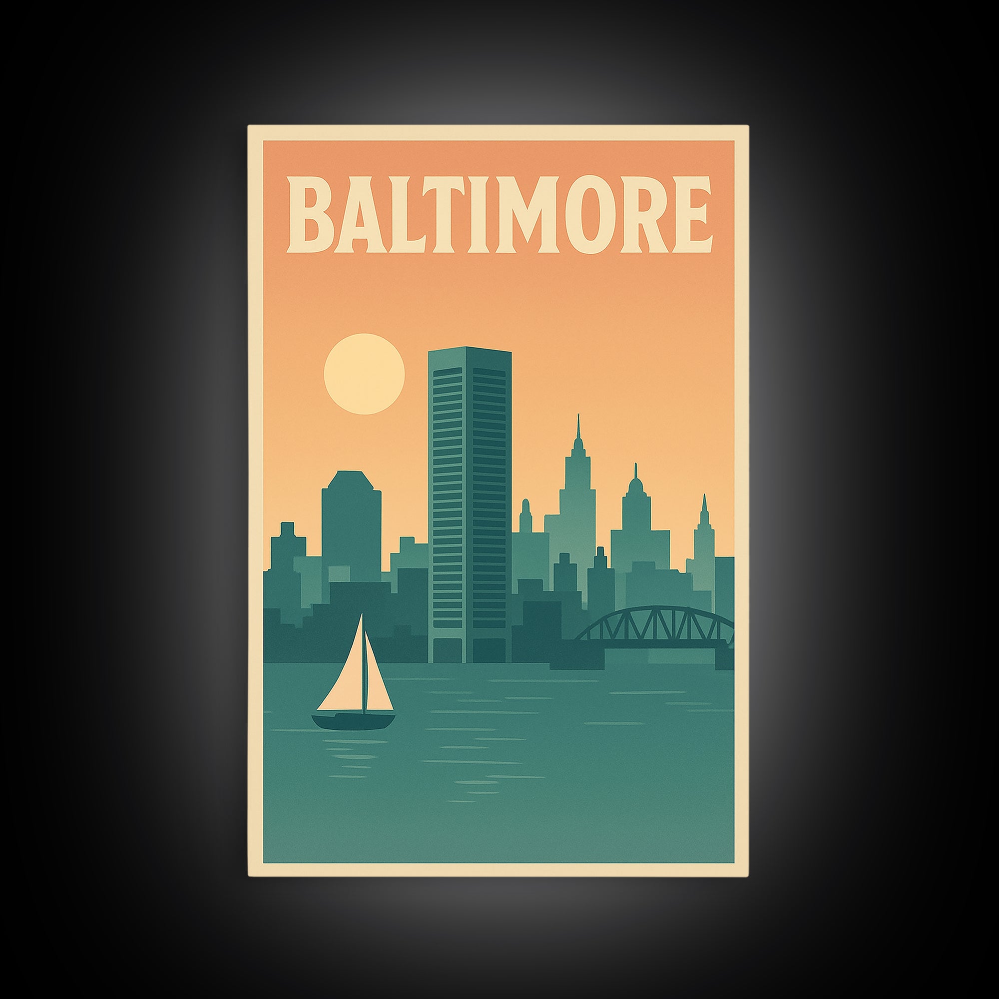 Baltimore Travel Poster, Canvas Print, Classic Travel Poster Art, Baltimore Wall Art, City Illustration, Wanderlust Decor, Travel Prints