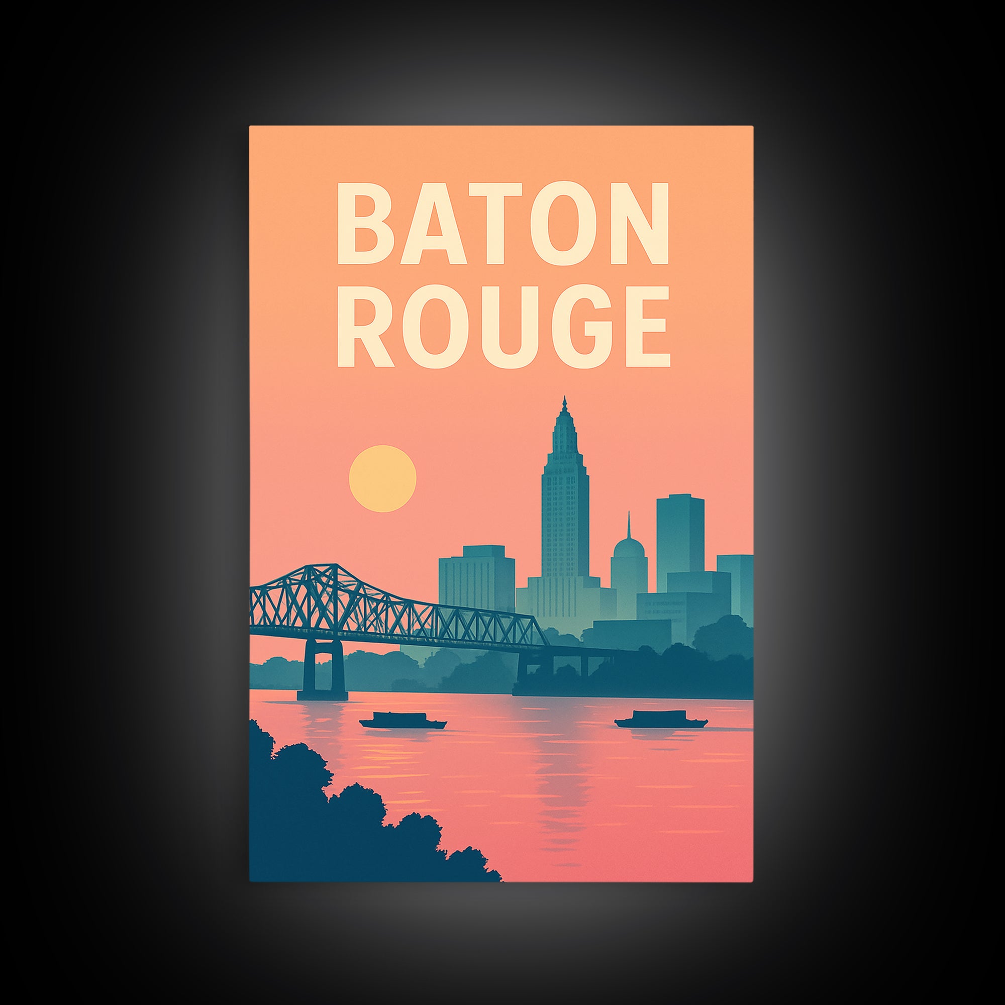 Baton Rouge Travel Poster, Canvas Print, Classic Travel Poster Art, Baton Rouge City Art, Vintage City Art, Travel Wall Art, Travel Print