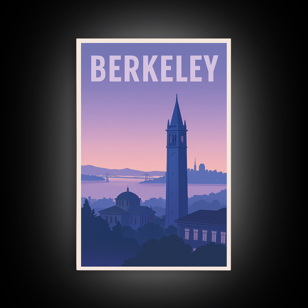 Berkeley California Travel Poster, Canvas Print, Mid Century City Wall Art, Berkeley Travel Art, City Illustration, City Travel Prints