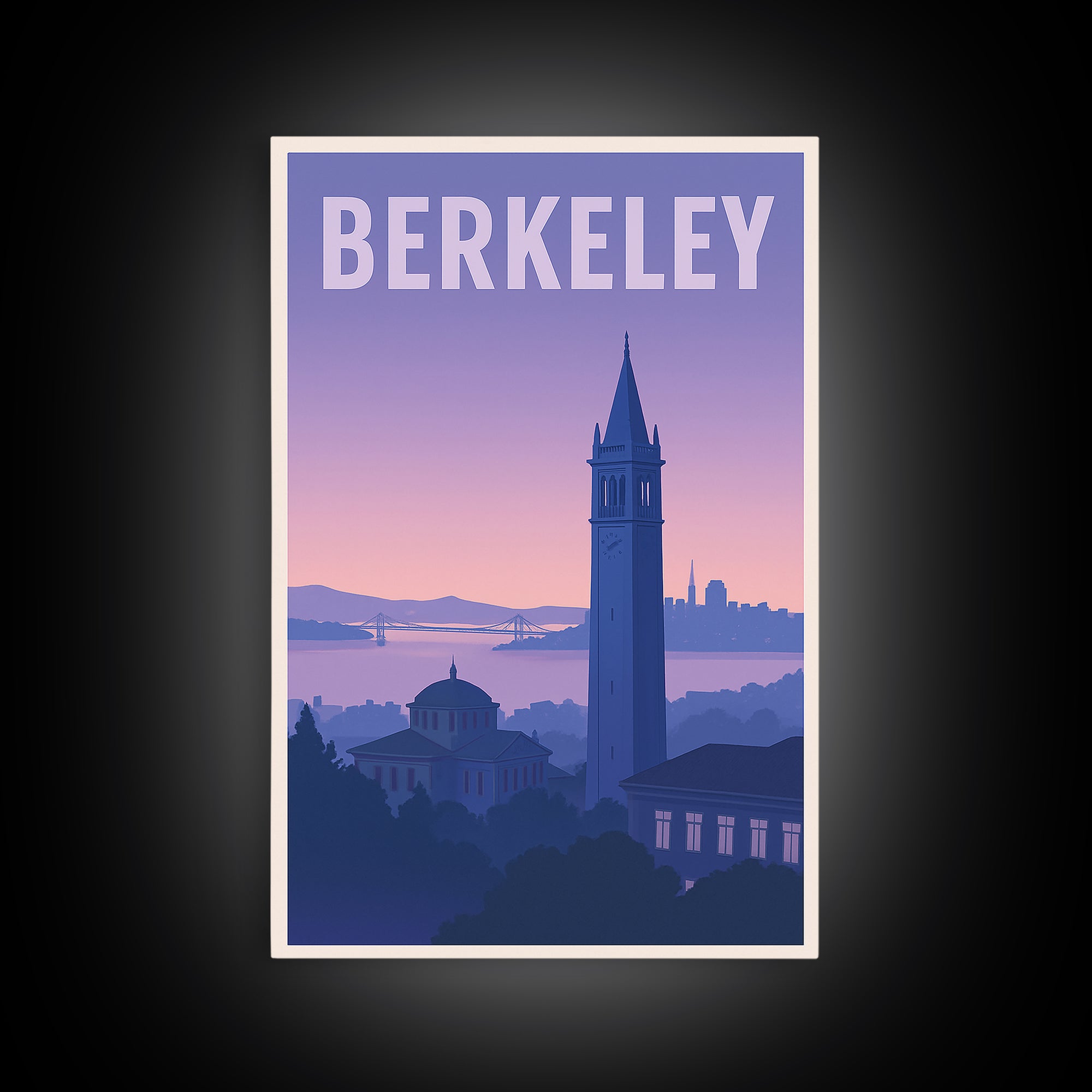 Berkeley California Travel Poster, Canvas Print, Mid Century City Wall Art, Berkeley Travel Art, City Illustration, City Travel Prints