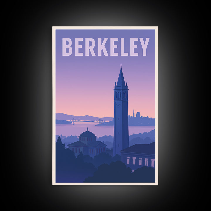 Berkeley California Travel Poster, Canvas Print, Mid Century City Wall Art, Berkeley Travel Art, City Illustration, City Travel Prints
