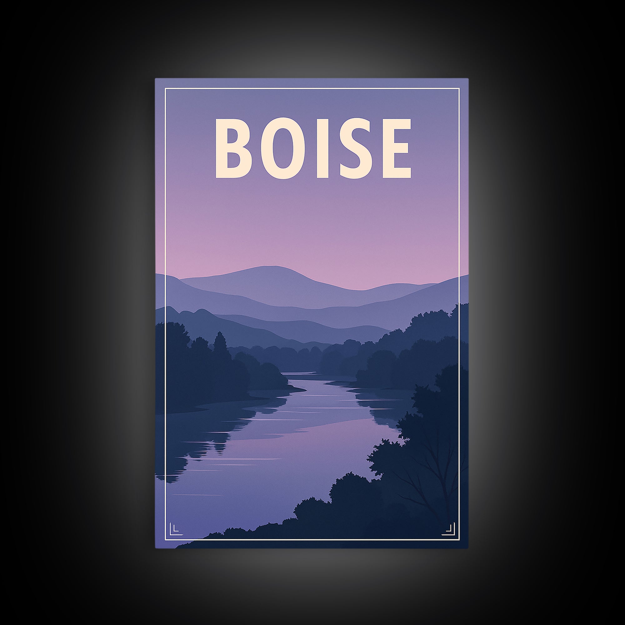 Boise Idaho Travel Poster, Canvas Print, Retro Sunset Skyline Art, Boise Art Print, Wall Decor, Mid Century Wall Art, Travel Poster Art