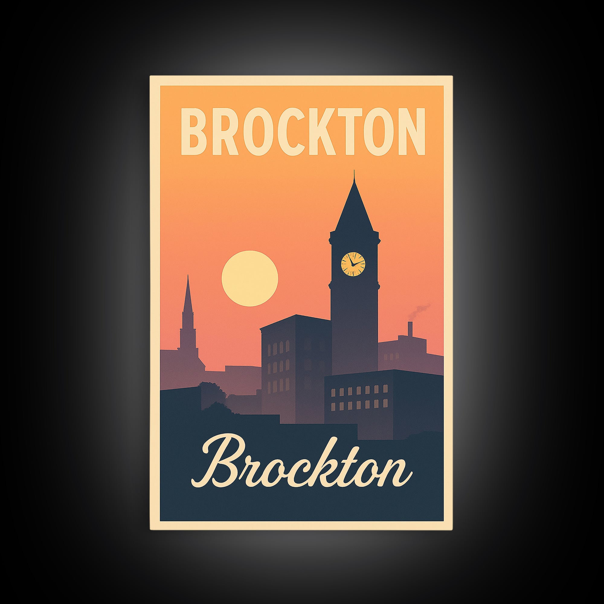 Brockton Massachusetts Travel Poster, Canvas Print, Mid Century City Wall Art, Brockton Wall Art, Travel Art Print, City Poster, Home Decor