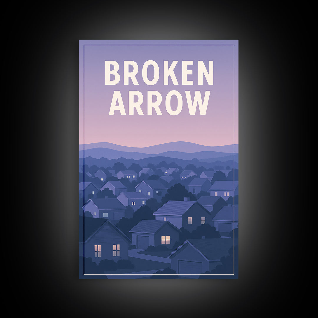 Broken Arrow Oklahoma Travel Poster, Canvas Print, Vintage Travel Poster Art, Broken Arrow Travel Art, Vintage City Art, Vintage Travel Art