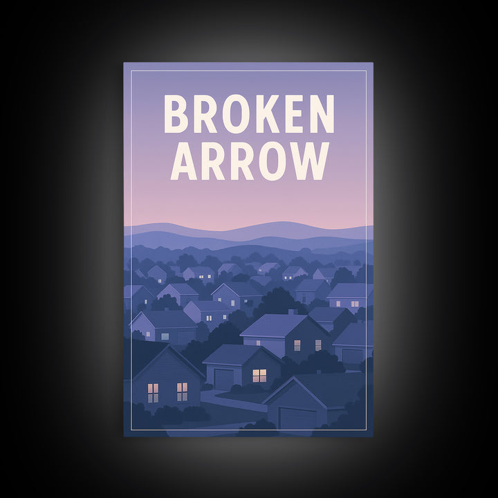 Broken Arrow Oklahoma Travel Poster, Canvas Print, Vintage Travel Poster Art, Broken Arrow Travel Art, Vintage City Art, Vintage Travel Art