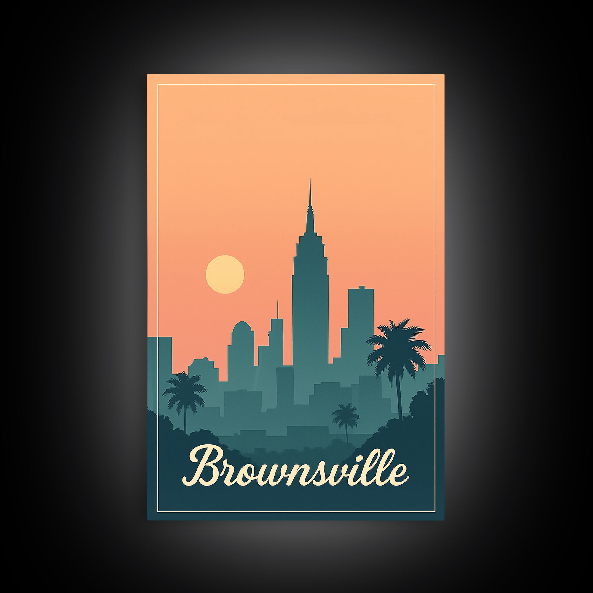 Brownsville Texas Travel Poster, Canvas Print, Vintage Travel Poster Art, Brownsville Travel Art, Travel Poster Set, Travel Poster Art