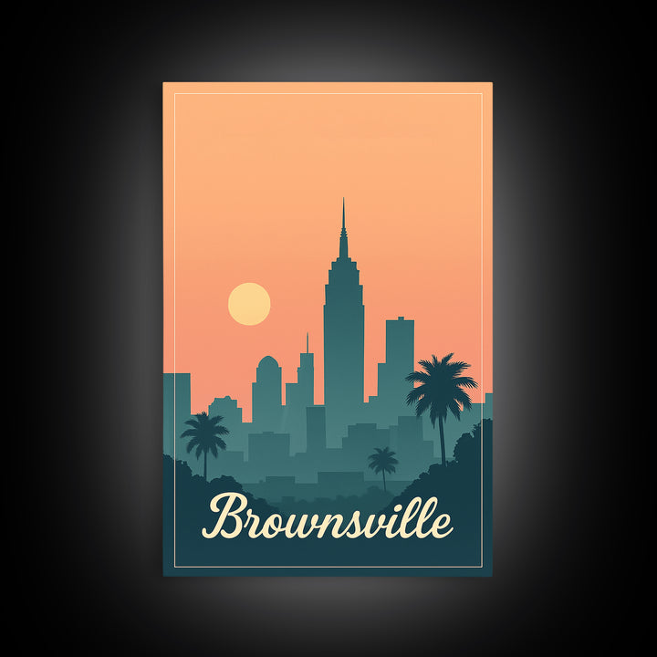Brownsville Texas Travel Poster, Canvas Print, Vintage Travel Poster Art, Brownsville Travel Art, Travel Poster Set, Travel Poster Art