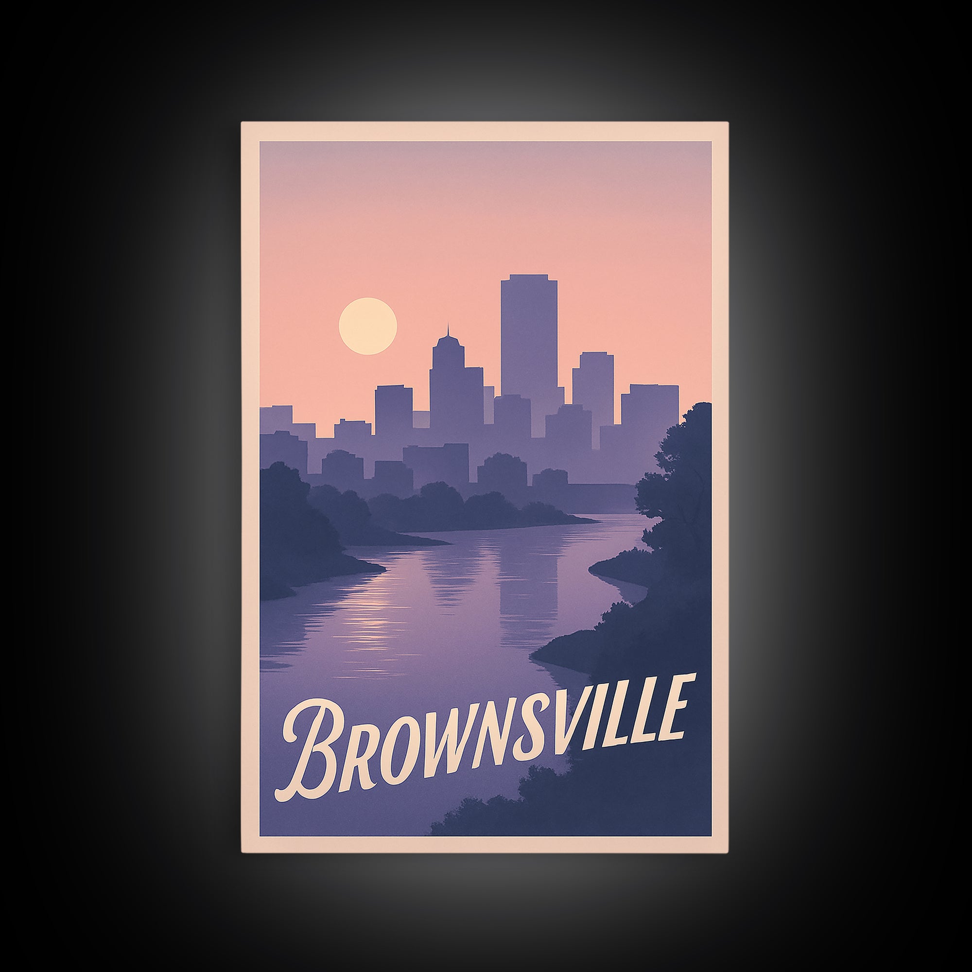 Brownsville Travel Poster, Framed Canvas Print, Classic Travel Poster Art, Brownsville Poster Print, Wanderlust Decor, Modern Wall Decor