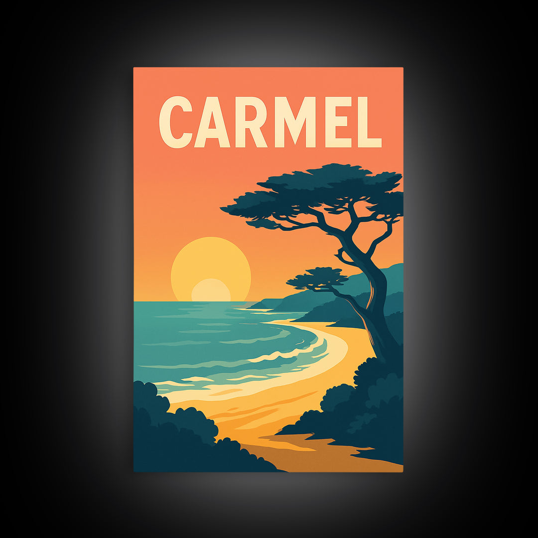Carmel Indiana Travel Poster, Canvas Print, Classic Travel Poster Art, Carmel Art Print, Vintage City Art, Wall Art, Gift For Travelers