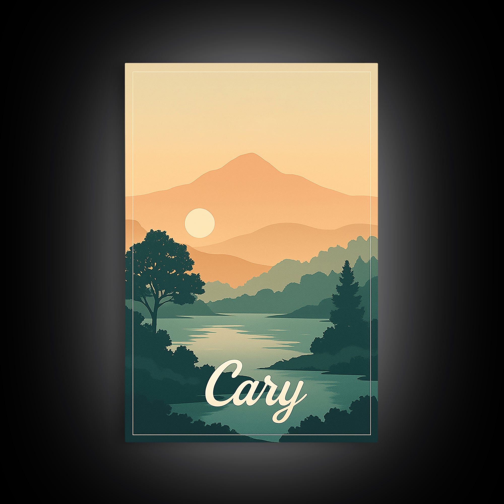 Cary North Carolina Travel Poster, Canvas Print, Classic Poster Art, Cary Poster Print, Travel Poster Art, City Travel Prints, Art Print