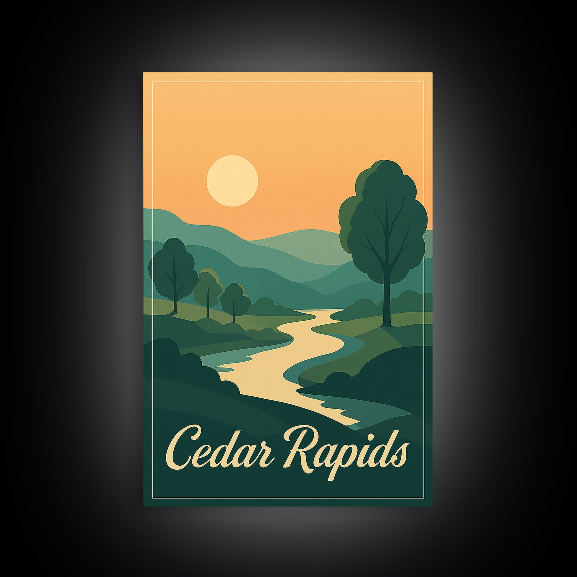 Cedar Rapids Iowa Travel Poster, Canvas Print, Vintage Travel Poster Art, Cedar Rapids Wall Art, Living Room Wall Art, Retro Travel Print