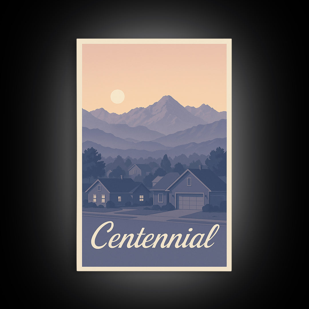 Centennial Travel Poster, Canvas Print, Classic Travel Poster Art, Centennial Poster Print, Home Office Decor, City Travel Prints